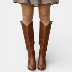 Women's Mid-Calf Boots - High Heel, Side Zip