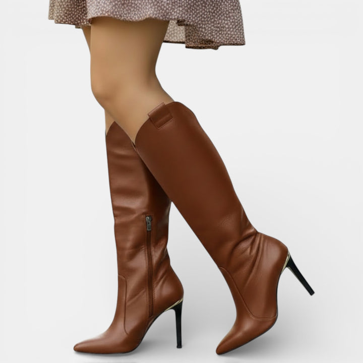 Botas Media Caña Mujer con Cremallera y Tacón Alto