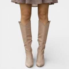 Women's Mid-Calf Boots - High Heel, Side Zip
