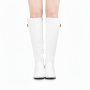 Botas Altas Mujer con Hebilla en PU Estilo Motero Elegante