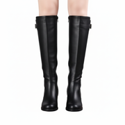 Botas Altas Mujer con Hebilla en PU Estilo Motero Elegante