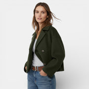 Women's Double-Breasted Cropped Wool Jacket