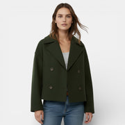 Women's Double-Breasted Cropped Wool Jacket