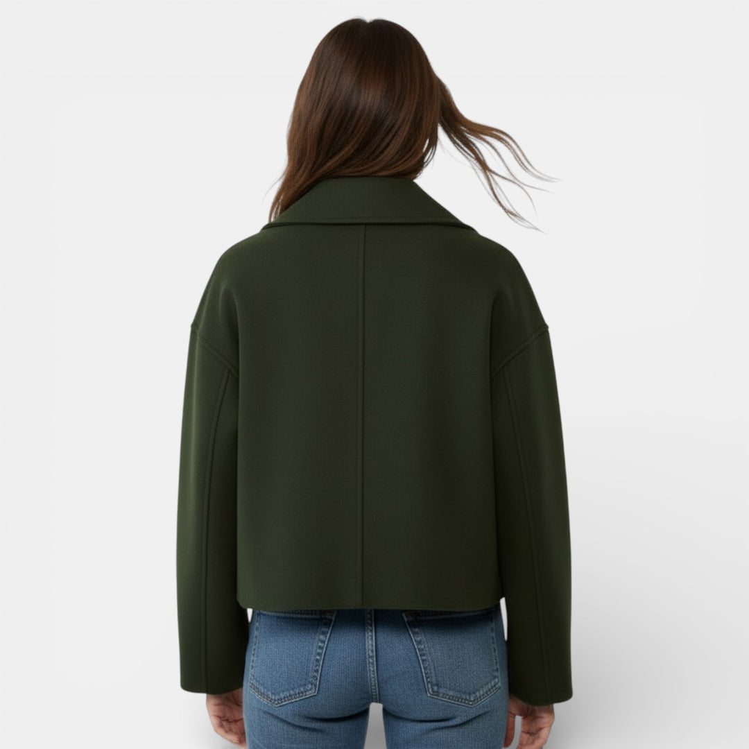 Chaqueta Corta de Lana con Doble Botonadura para Mujer