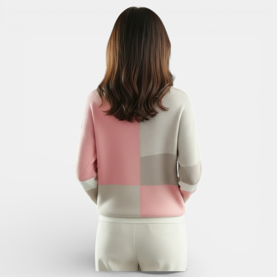 Jersey de Cuello Alto con Colores en Contraste para Mujer