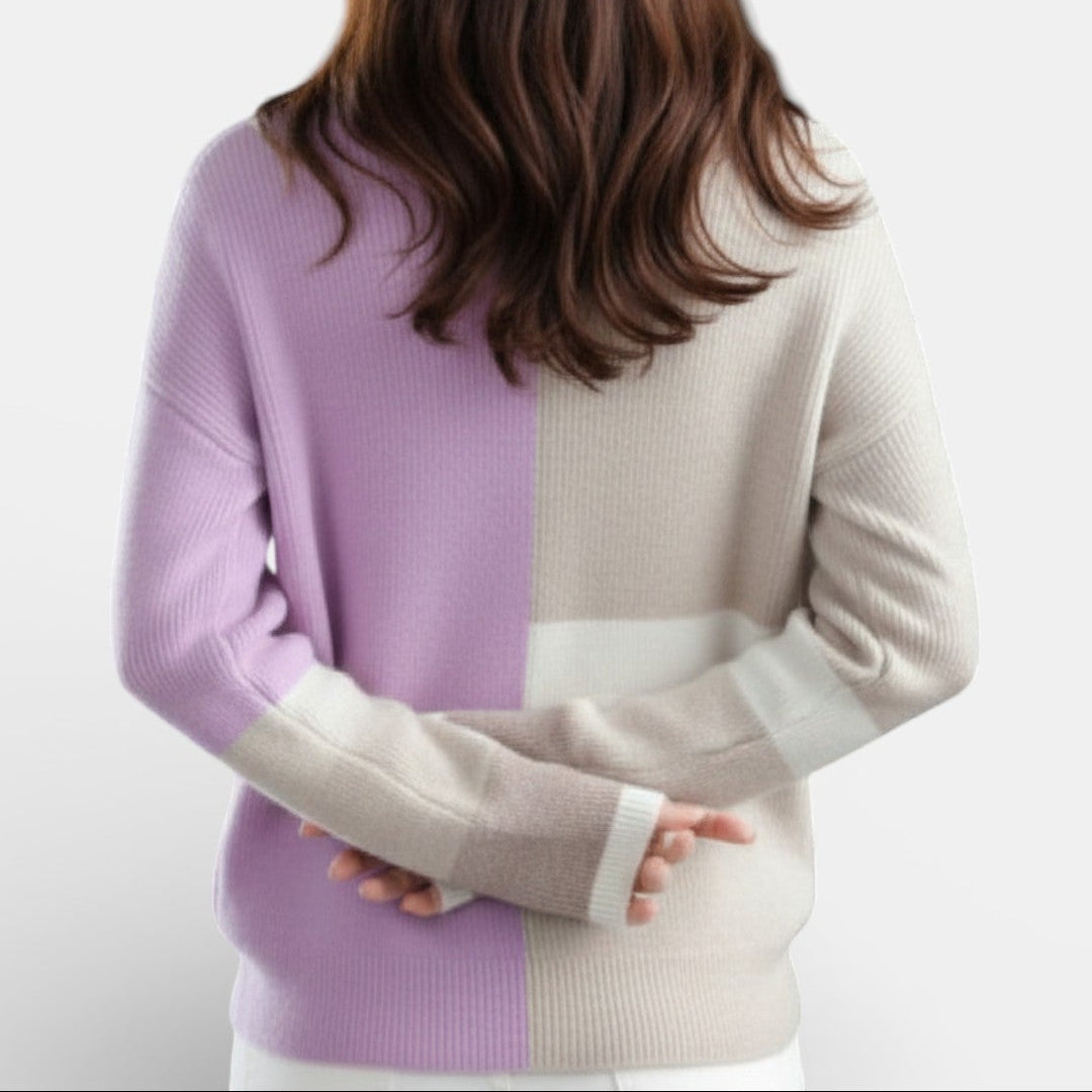 Jersey de Cuello Alto con Colores en Contraste para Mujer