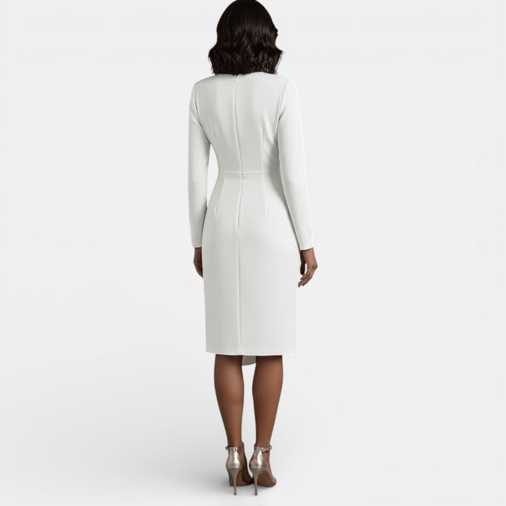Vestido Midi Elegante de Mujer con Escote en V