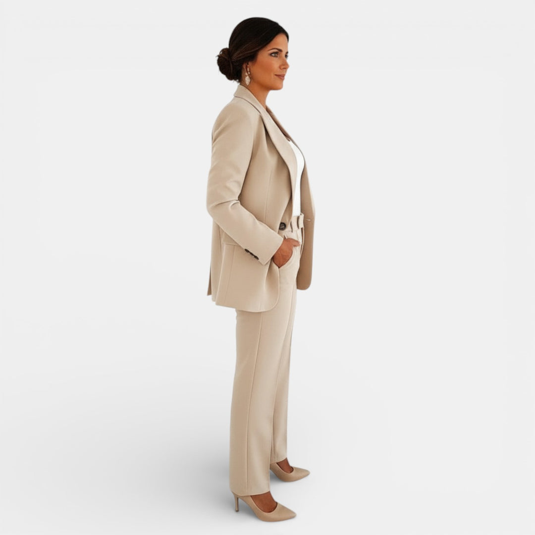 Conjunto de Traje Mujer con Blazer y Pantalón Slim