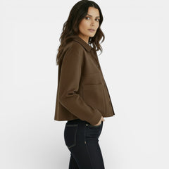 Women's Faux Suede Cropped Jacket - Short Casual Jacket
