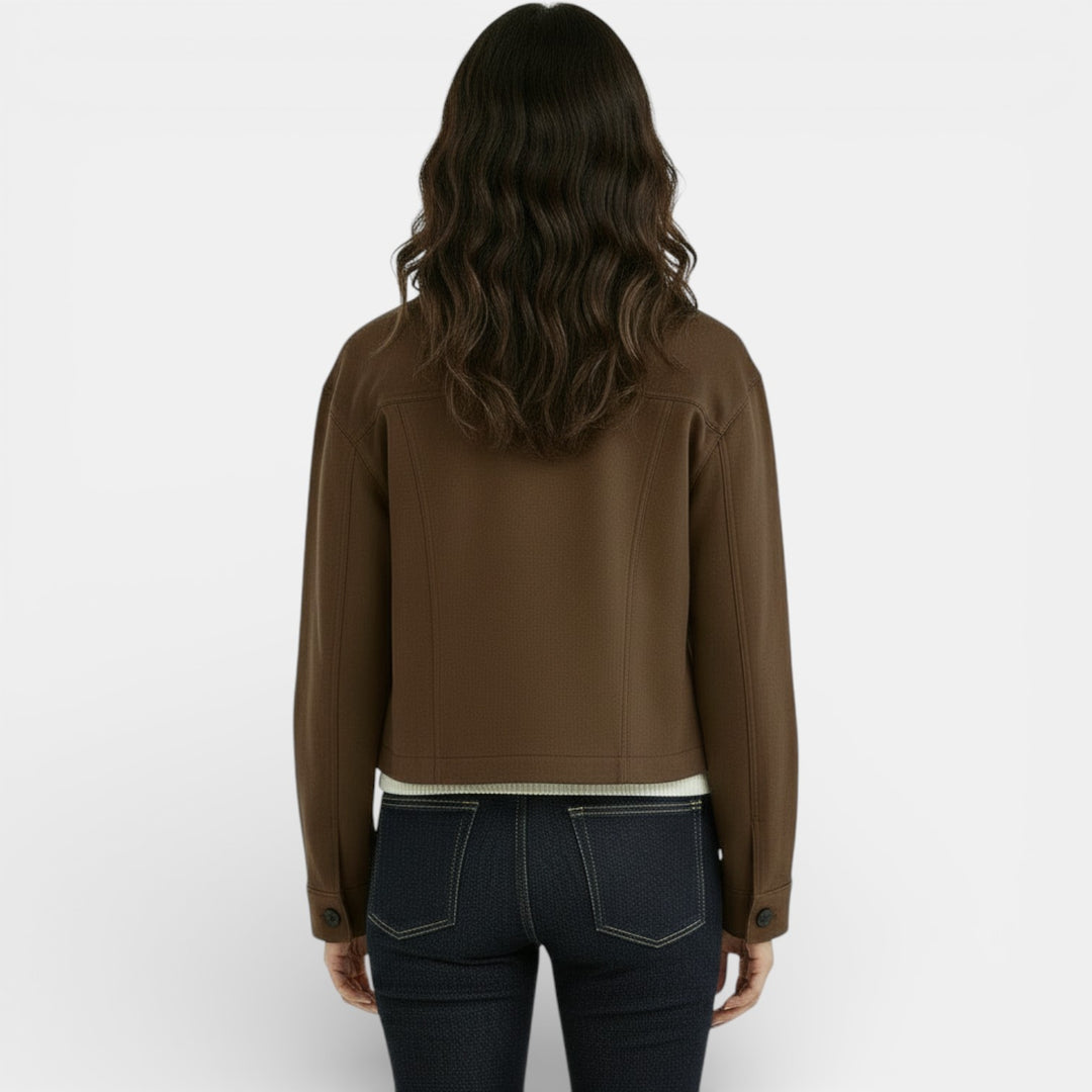 Chaqueta Corta de Ante Sintético para Mujer