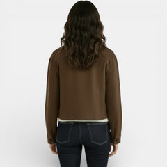 Women's Faux Suede Cropped Jacket - Short Casual Jacket