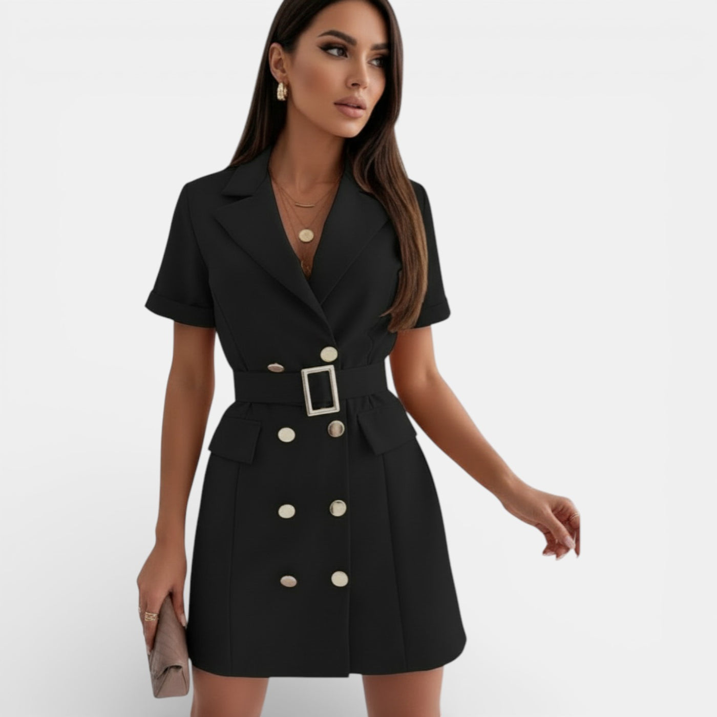 Vestido Traje Elegante Mujer con Cintura Ajustada