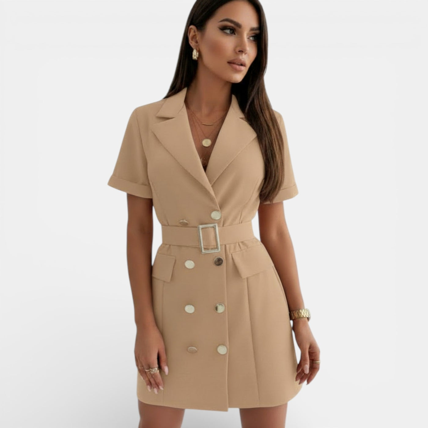 Vestido Traje Elegante Mujer con Cintura Ajustada