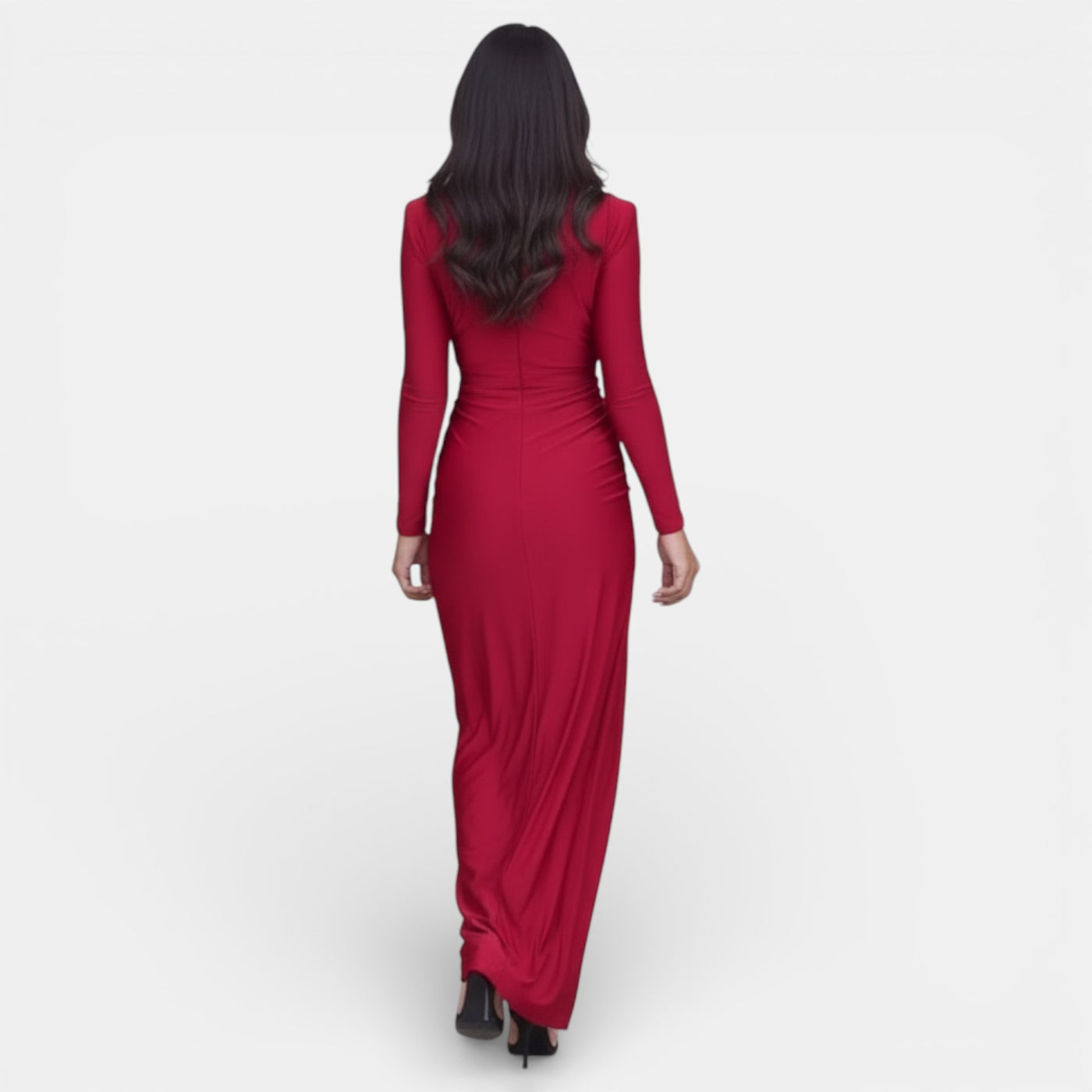 Women's Red V-Neck Maxi Dress