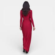 Women's Red V-Neck Maxi Dress