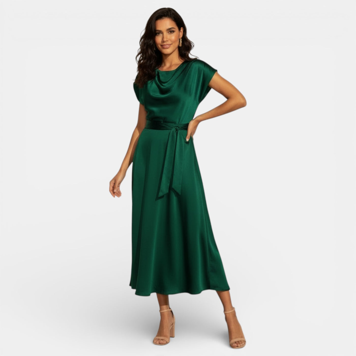Women's Elegant Silk Midi Dress