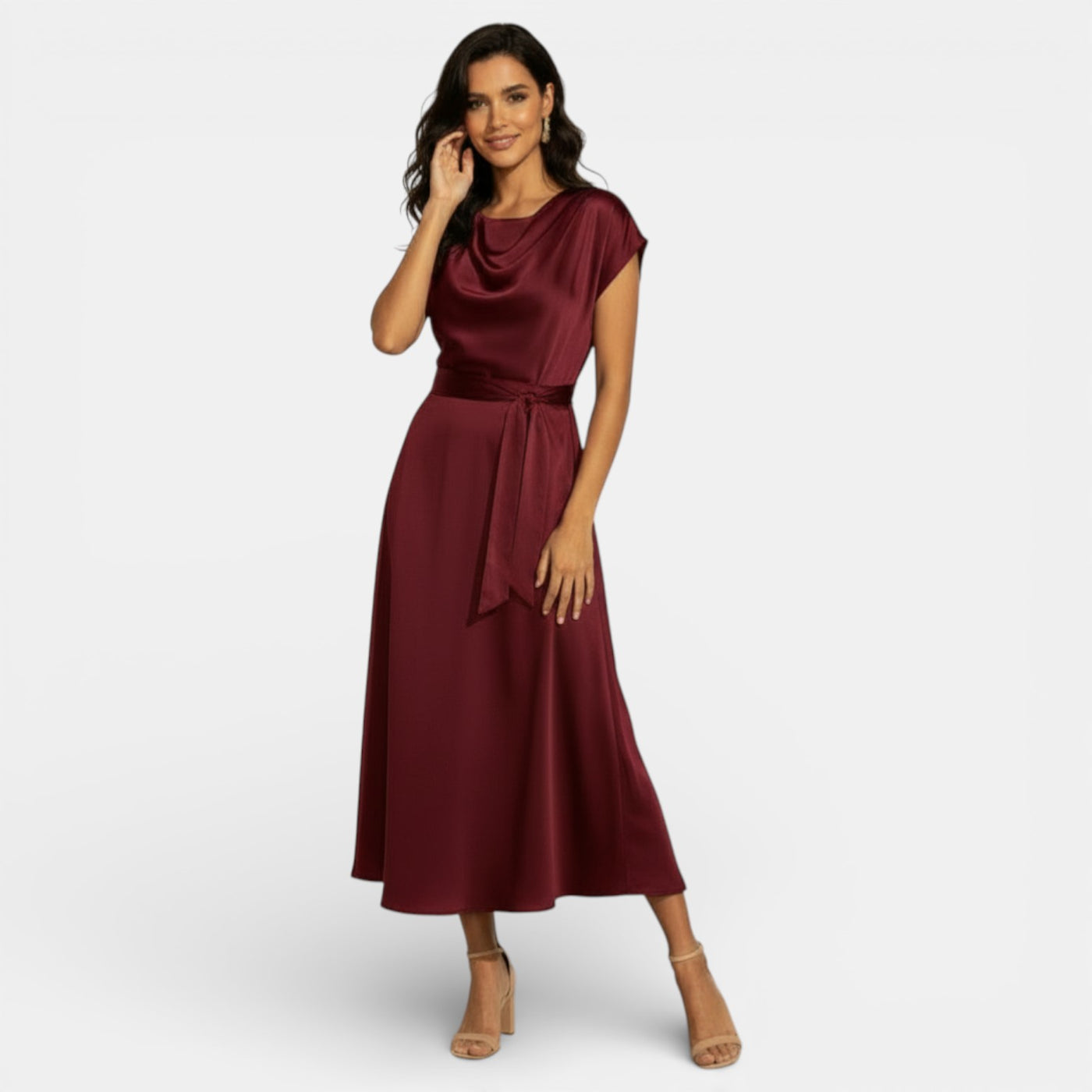 Women's Elegant Silk Midi Dress