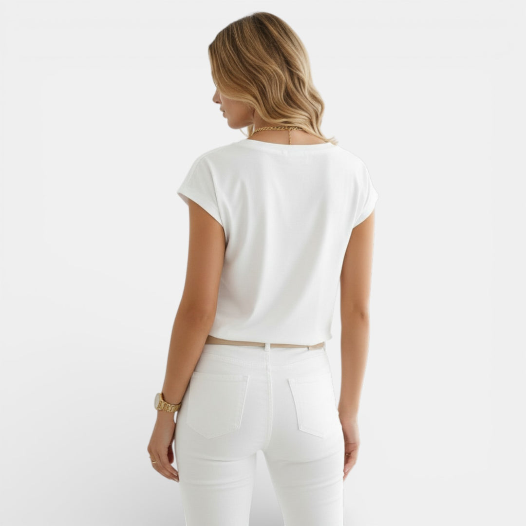Camiseta Mujer Primavera Manga Corta Escote V