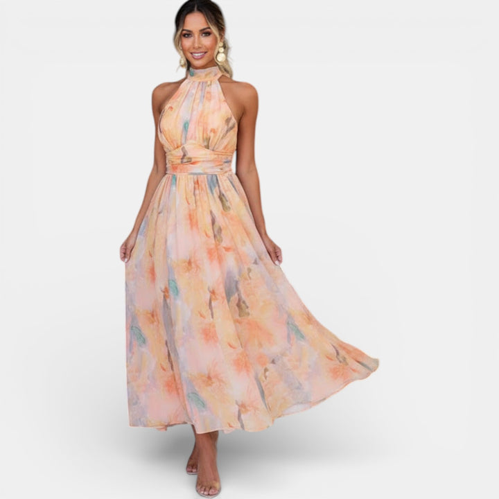 Vestido Mujer Floral Sin Mangas Espalda Abierta