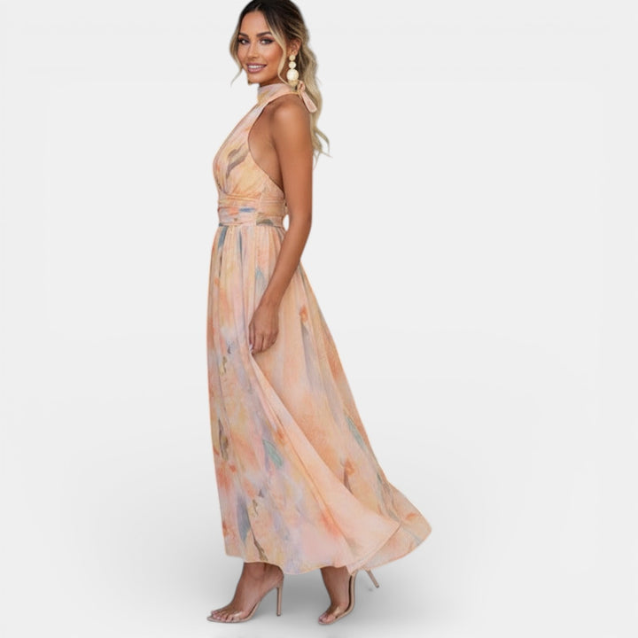 Vestido Mujer Floral Sin Mangas Espalda Abierta