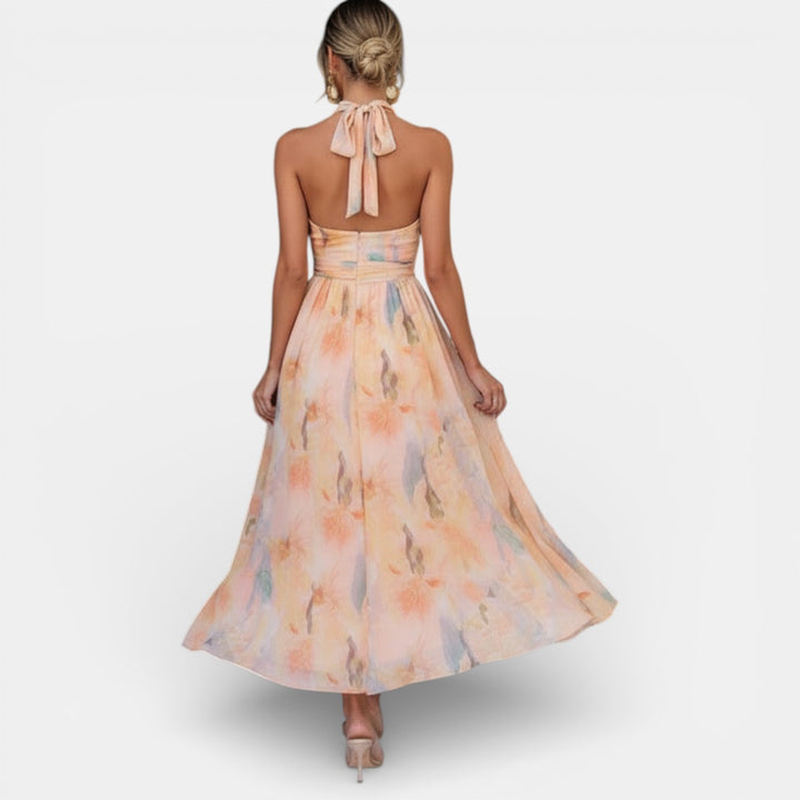 Vestido Mujer Floral Sin Mangas Espalda Abierta