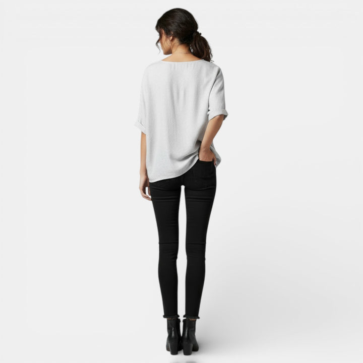 Camiseta Mujer Algodón y Lino Manga Larga Suelta Primavera