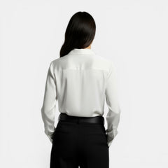 Camisa Mujer Holgada con Solapa y Botones Manga Larga