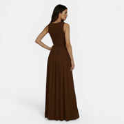 Women's Elegant Solid Color Sleeveless Pleated Bodycon Dress
