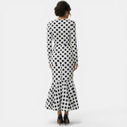 Women's Polka Dot Midi Dress, Fitted, Elegant Design