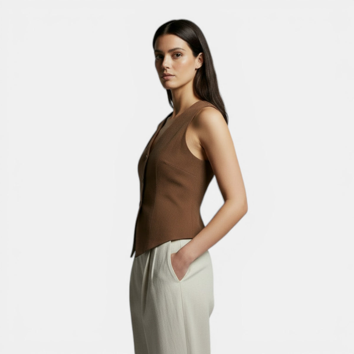 Chaleco Mujer Slim Fit Retro Elegante – Moda Casual y Sofisticada