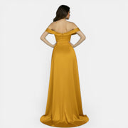 Off-Shoulder Party Dress with High Slit