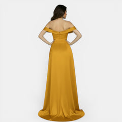 Vestido de Fiesta Off-Shoulder con Abertura Alta