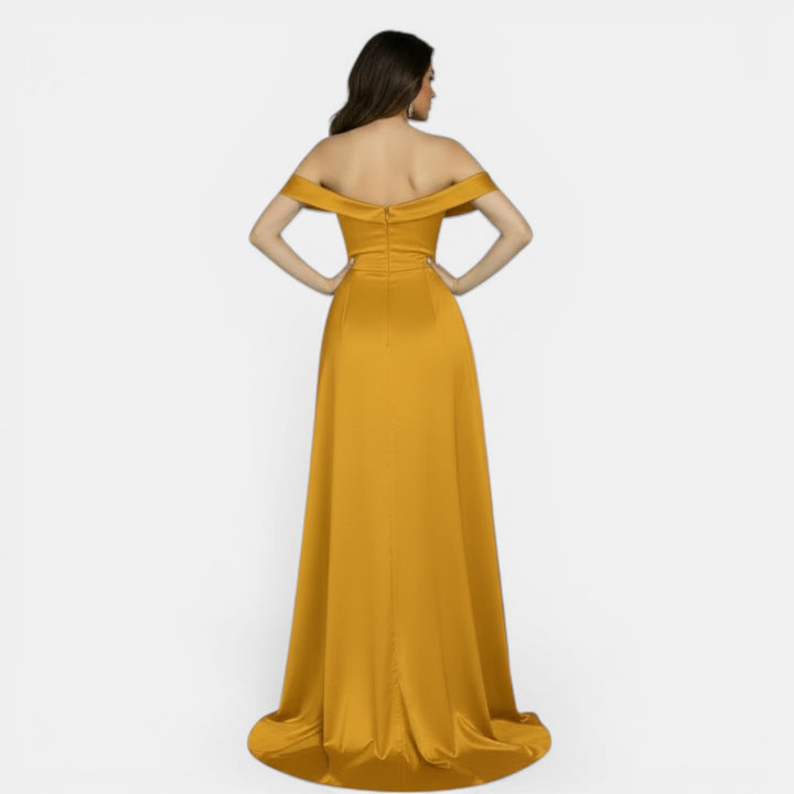 Off-Shoulder Party Dress with High Slit