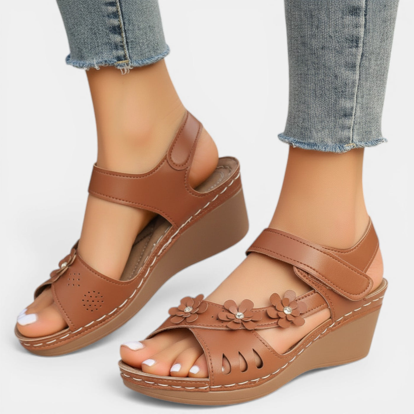 Women's Comfortable Platform Wedge Sandals with Velcro