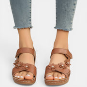 Women's Comfortable Platform Wedge Sandals with Velcro