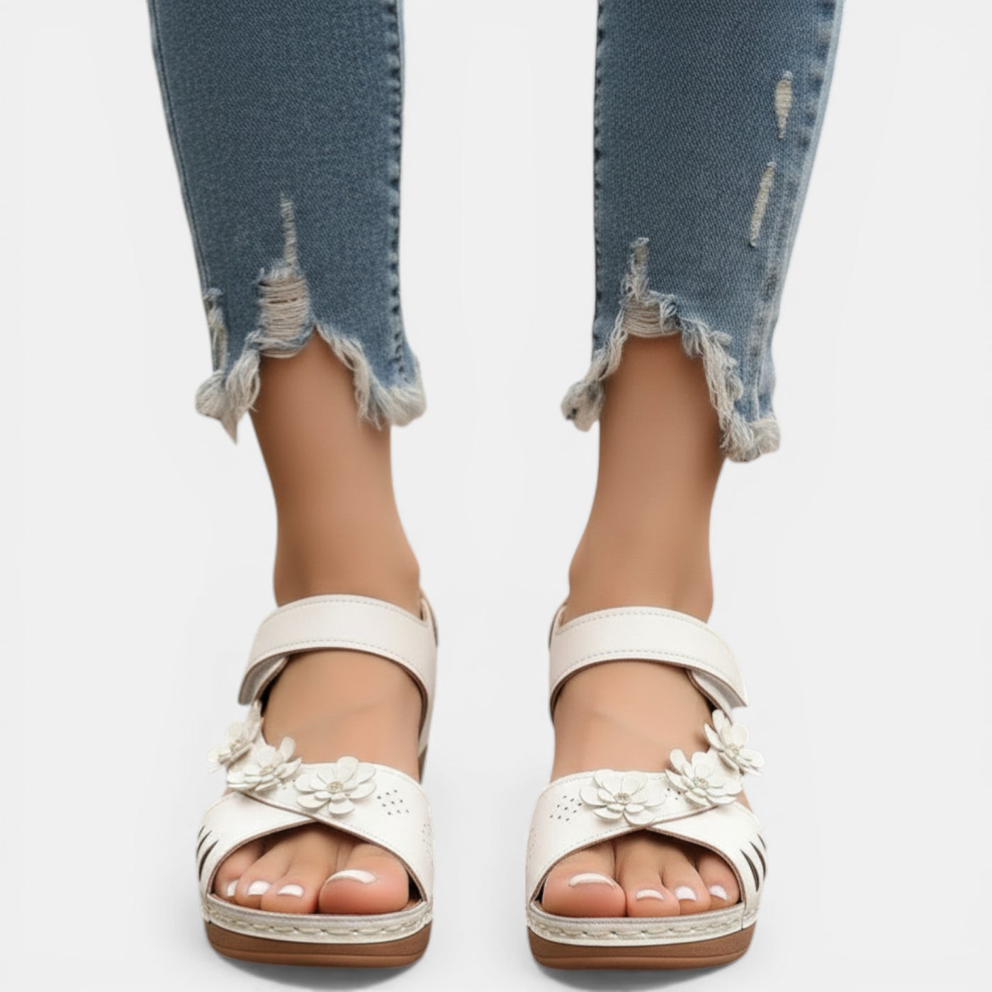 Women's Comfortable Platform Wedge Sandals with Velcro