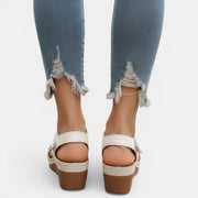 Women's Comfortable Platform Wedge Sandals with Velcro