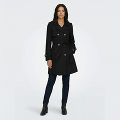 Women's Double-Breasted Midi Trench Coat - Lightweight Spring/Fall Coat