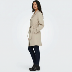 Women's Double-Breasted Midi Trench Coat - Lightweight Spring/Fall Coat