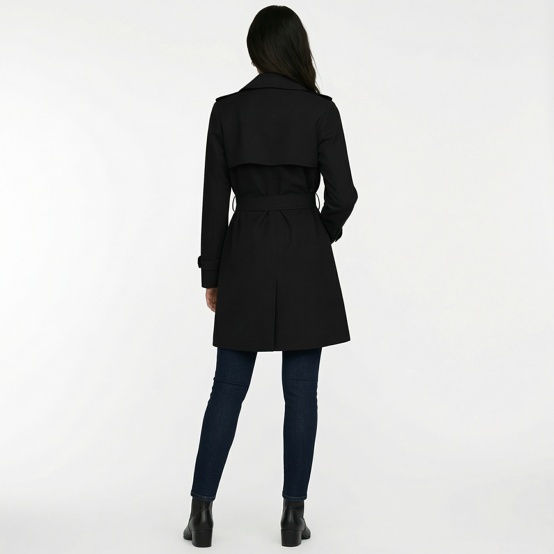 Women's Double-Breasted Midi Trench Coat for Mid-Season