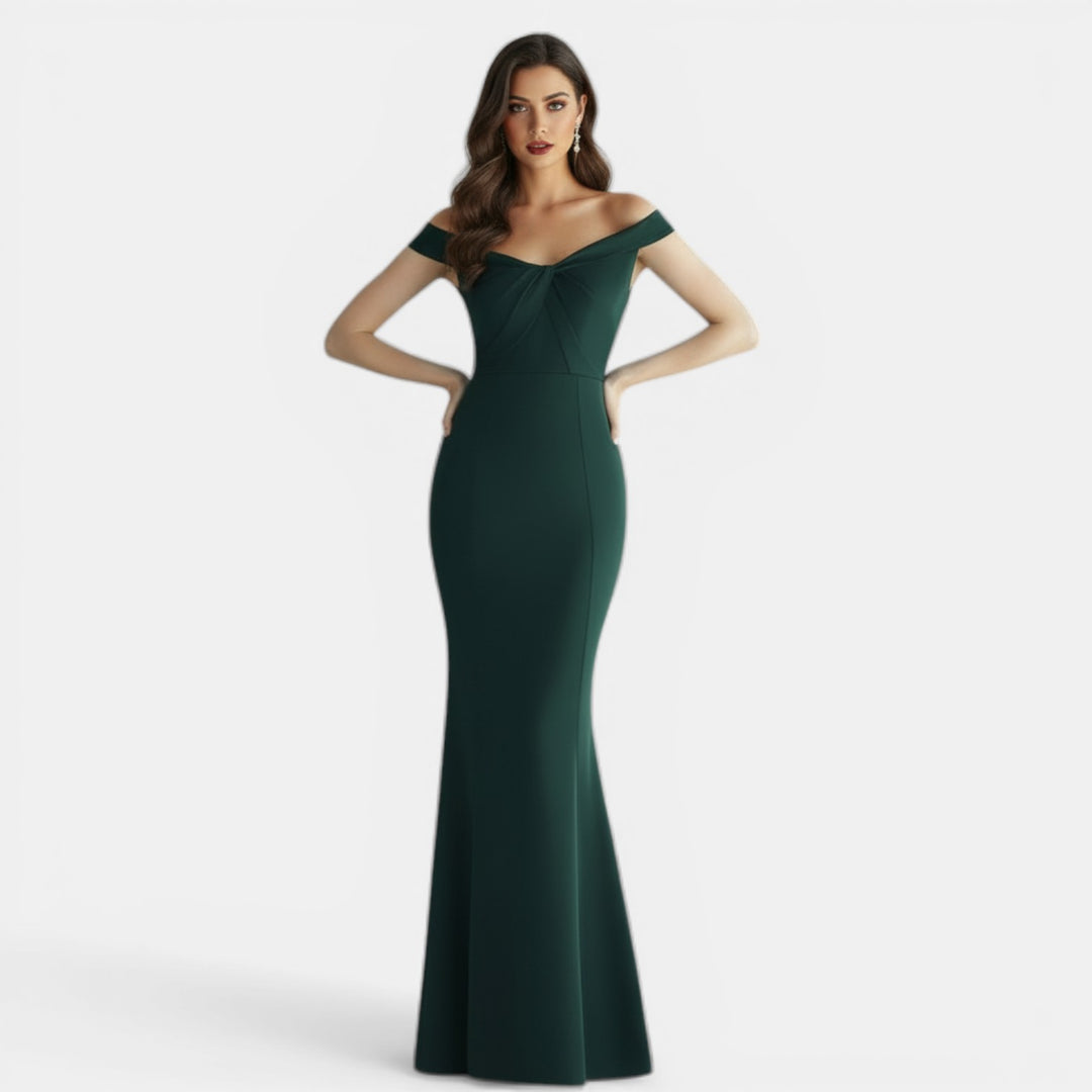 Vestido Largo Ajustado Hombros Descubiertos