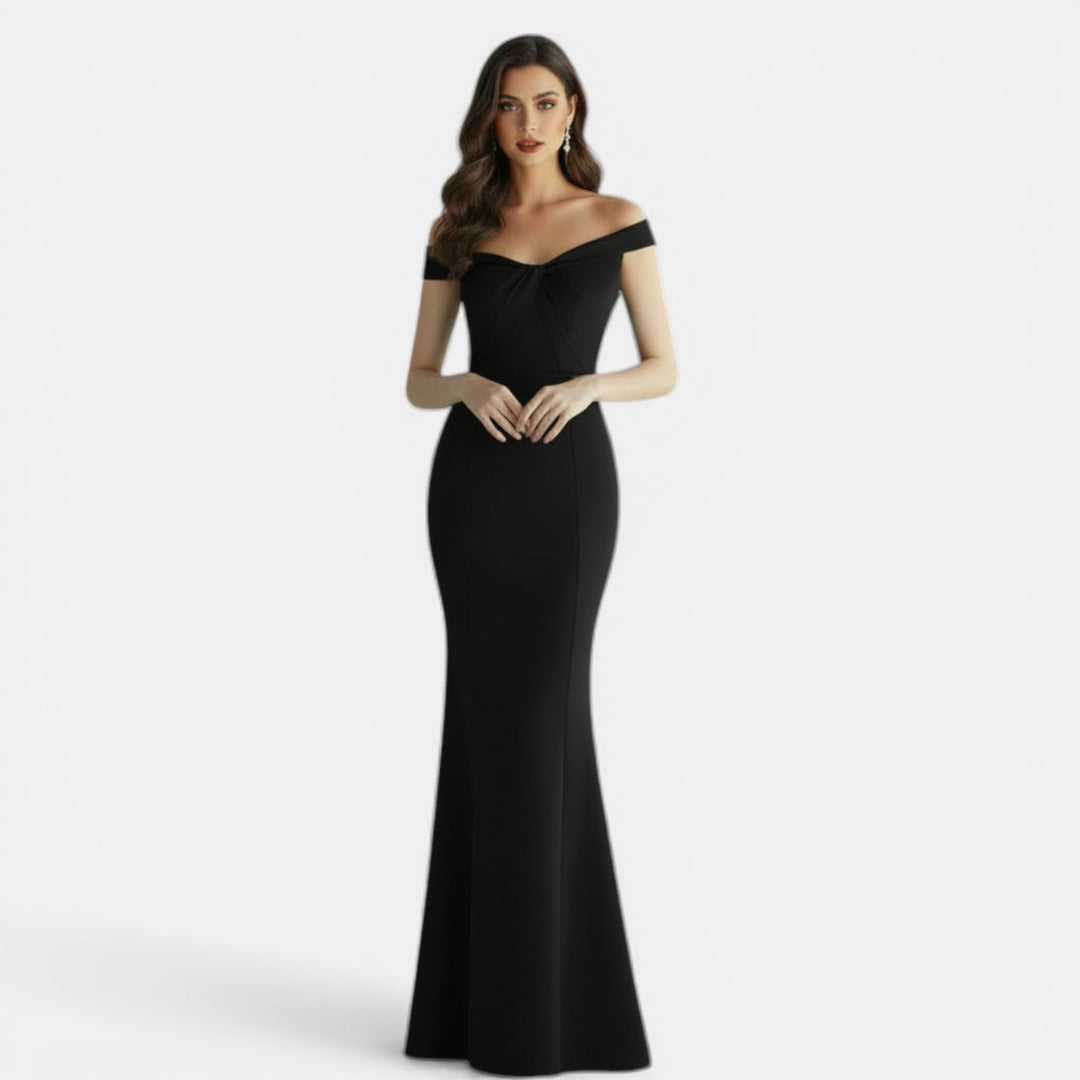 Vestido Largo Ajustado Hombros Descubiertos