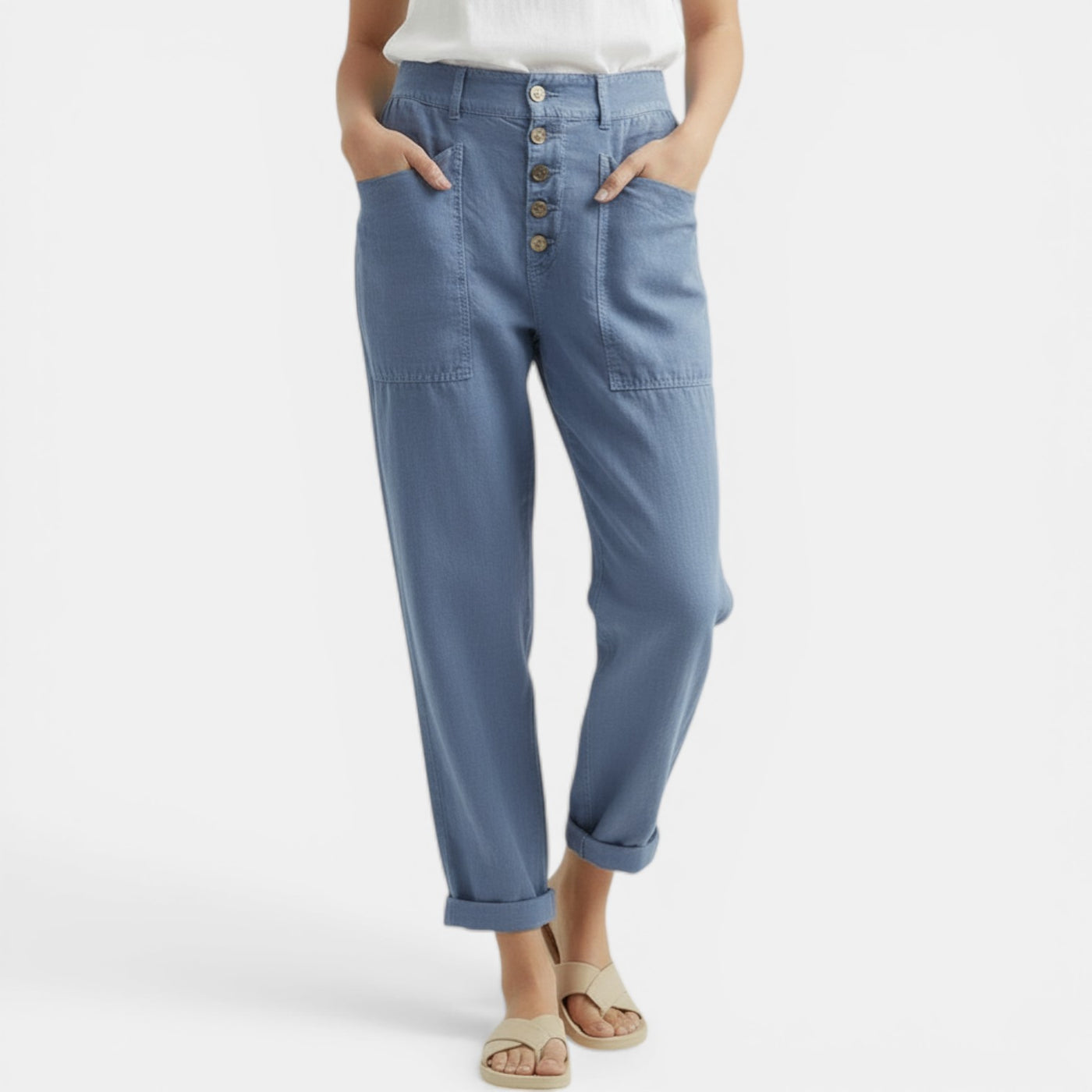 Women's Wide-Leg Cotton Linen Casual Pants