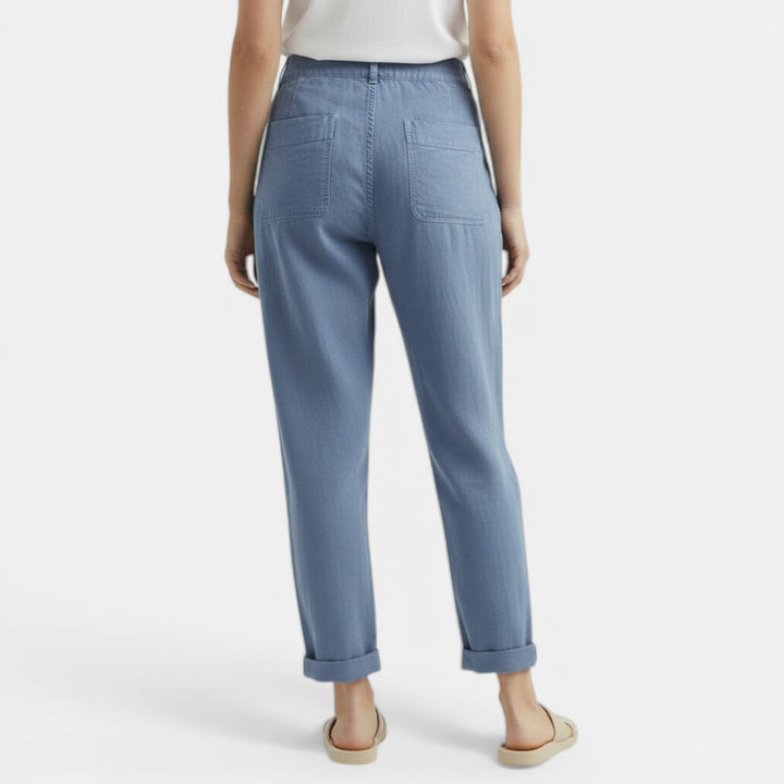 Pantalón Ancho Mujer Algodón Lino Casual