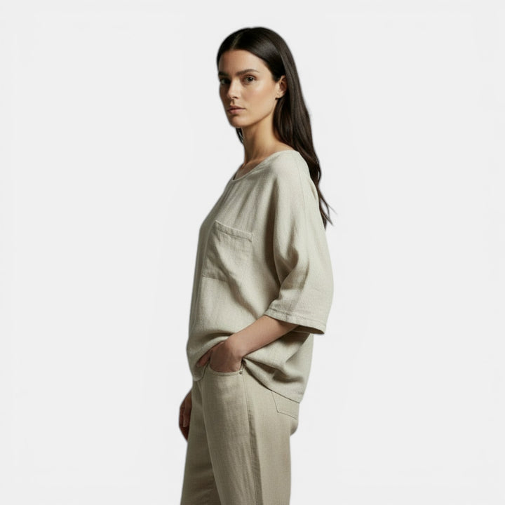 Camiseta Oversize Mujer Algodón Lino Suelta