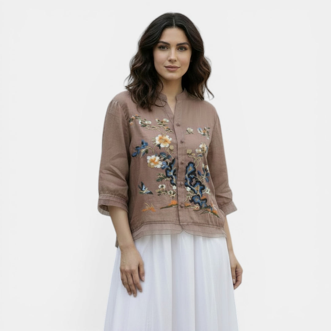 Blusa de Algodón y Lino para Mujer
