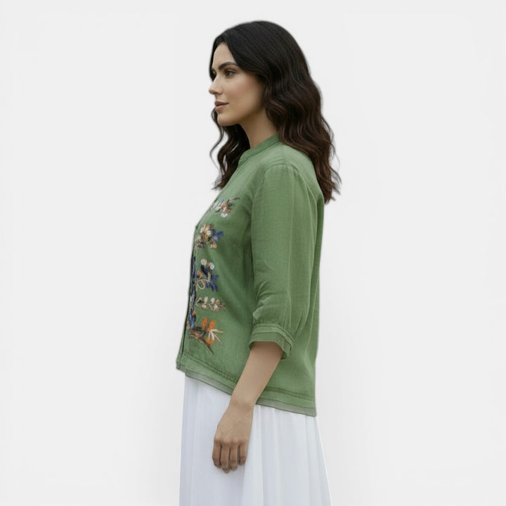 Blusa de Algodón y Lino para Mujer