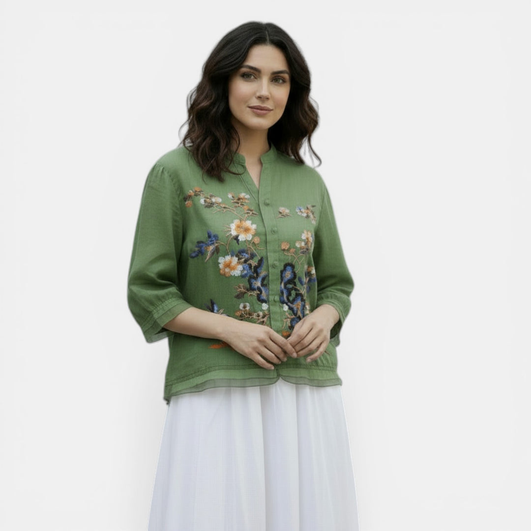 Blusa de Algodón y Lino para Mujer