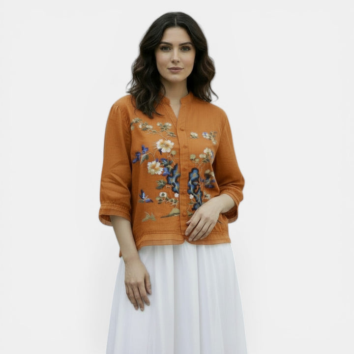 Blusa de Algodón y Lino para Mujer