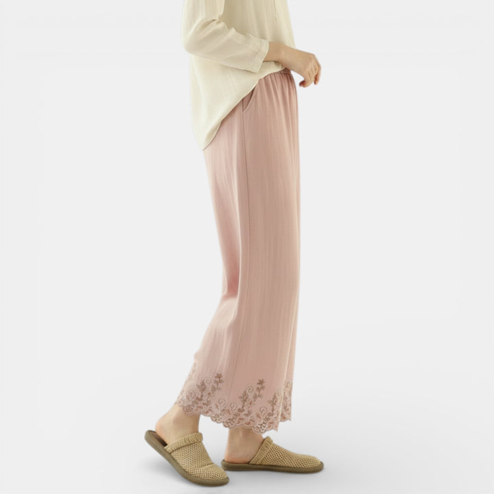 Pantalones Anchos de Lino y Algodón Mujer Verano